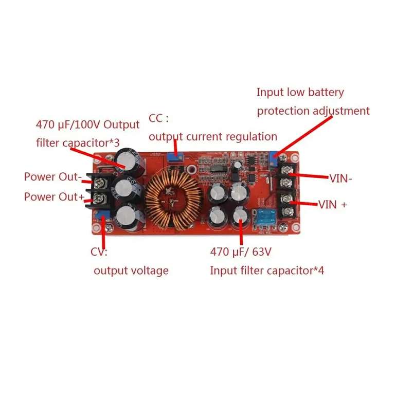 Einstellbarer DC-DC Wandler 12-80V DC-DC Konverter mit einstellbarer Spannung 12-80V, ideal für DIY- und Industrieprojekte