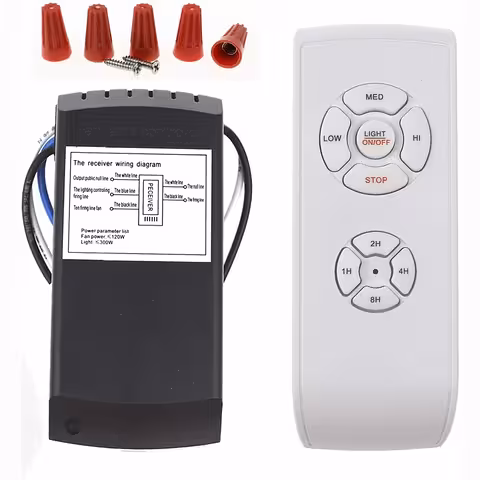 Fernbedienung für Ventilator und Beleuchtung mit Timer 220V – 2 Kreise, Geschwindigkeitsregelung