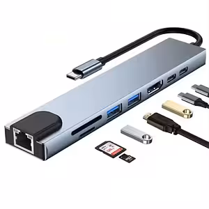 USB-C Hub 8-in-1 mit HDMI 4K, RJ45, USB 3.0 und Power Delivery für MacBook, Dell, Lenovo