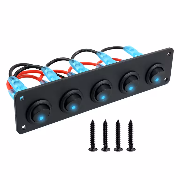 Auto-Schalterpaneel 5 Tasten ON/OFF mit blauem LED 12V/24V