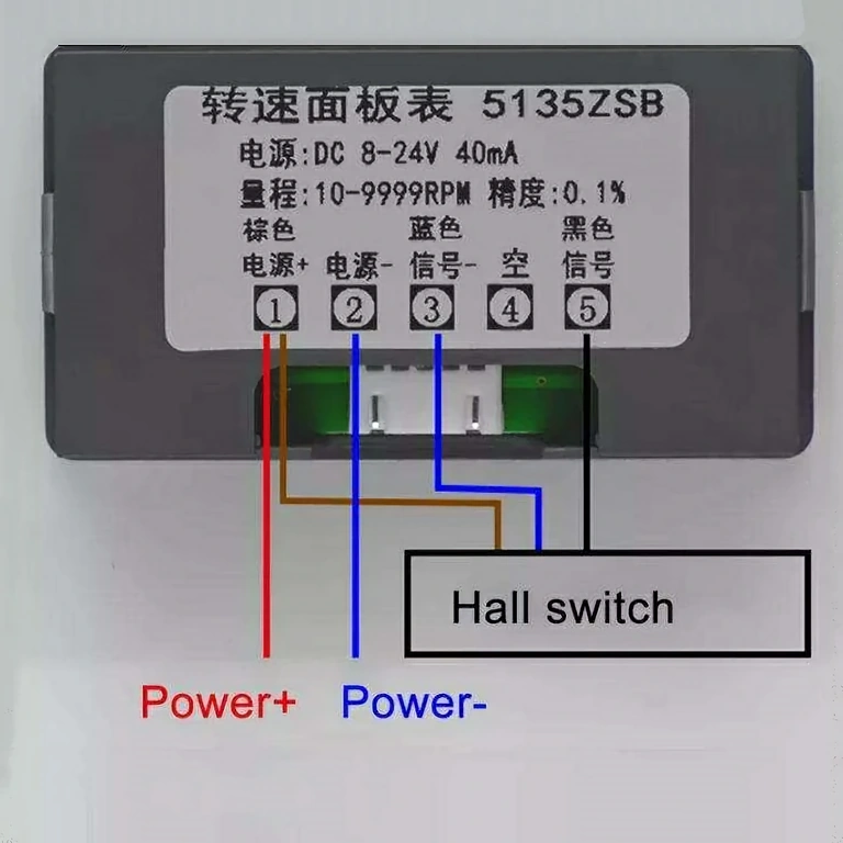 Montage- und Anschlussdiagramm für Drehzahlmesser mit Magnetsensor
