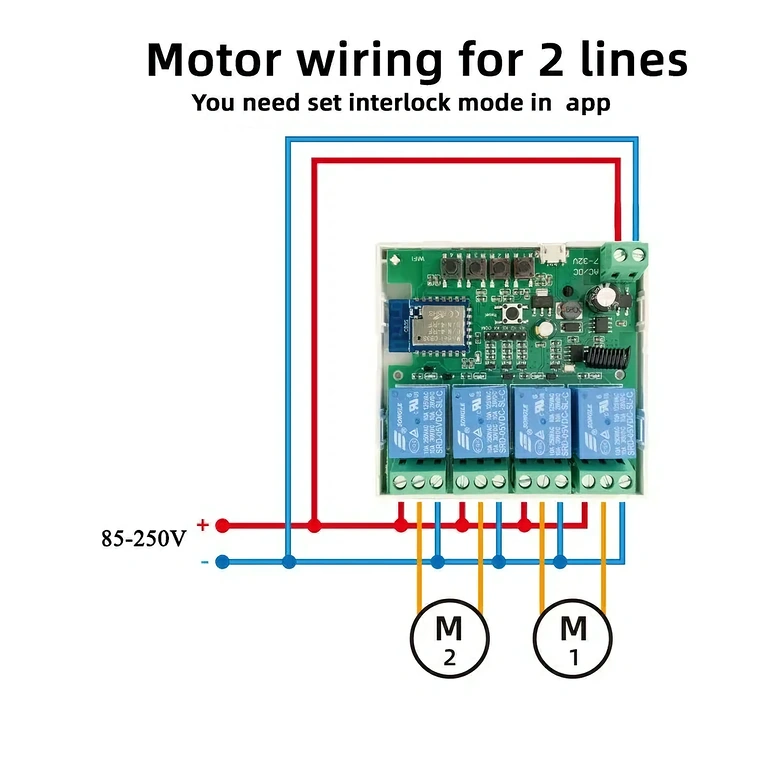 Illustration des Anschlussdiagramms des Relais an Garagentormotor