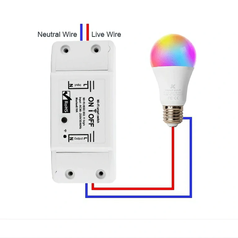 Schaltplan und Anleitung für Verdrahtung des Smart-Relais mit 1 Kanal