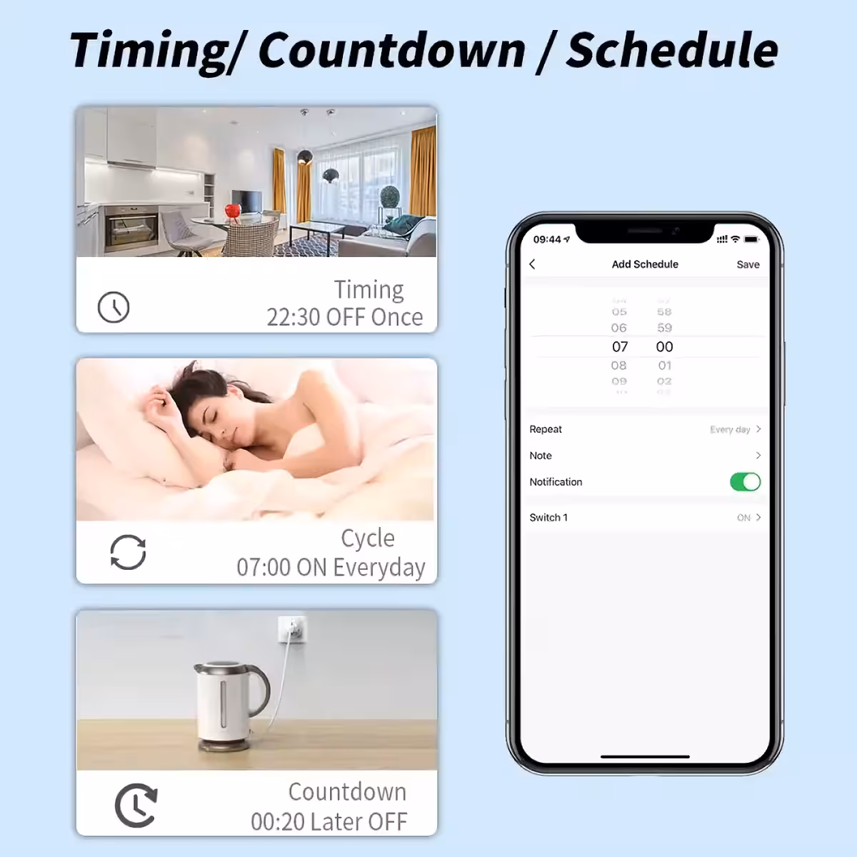 Intelligente Steckdose mit Programmierfunktion für automatische Steuerung