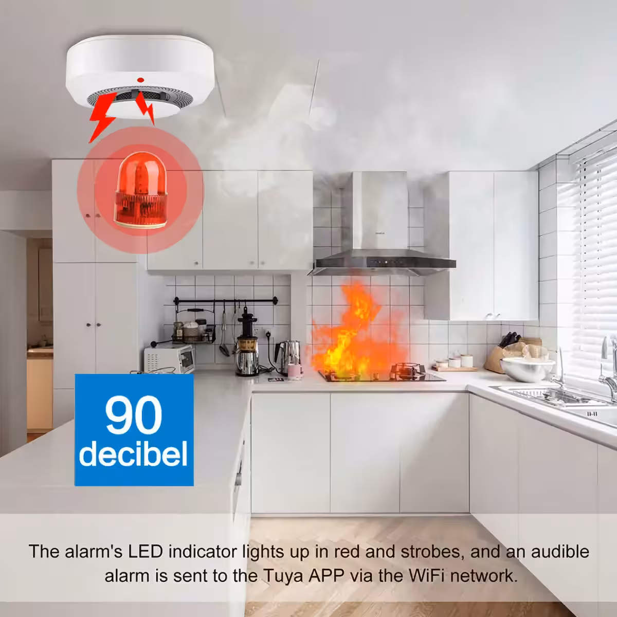 Drahtloser Rauchmelder für Haussicherheit mit WiFi Tuya