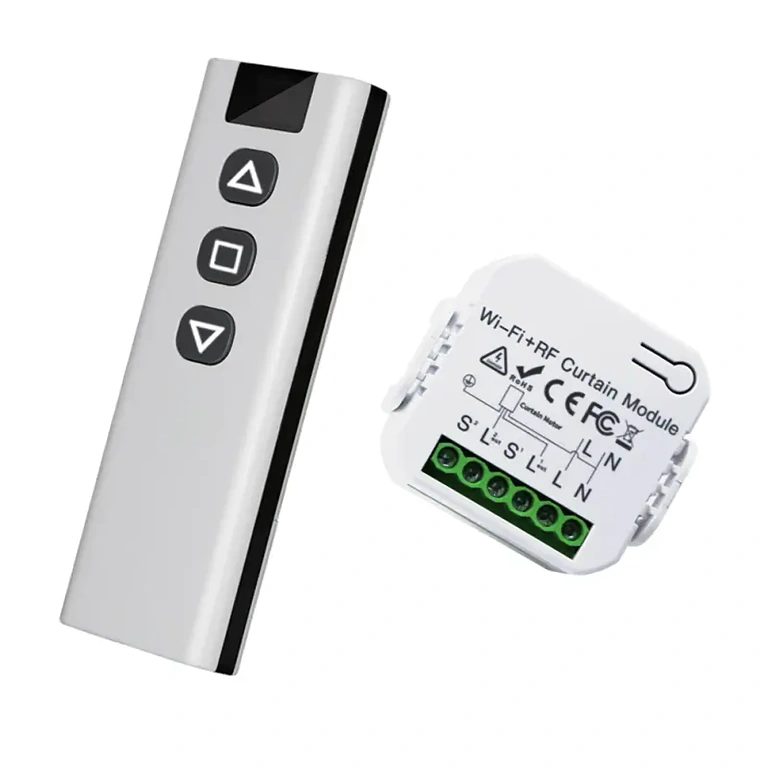 Detailaufnahme der intelligenten Fernbedienung für Vorhänge, Rollos oder Jalousien