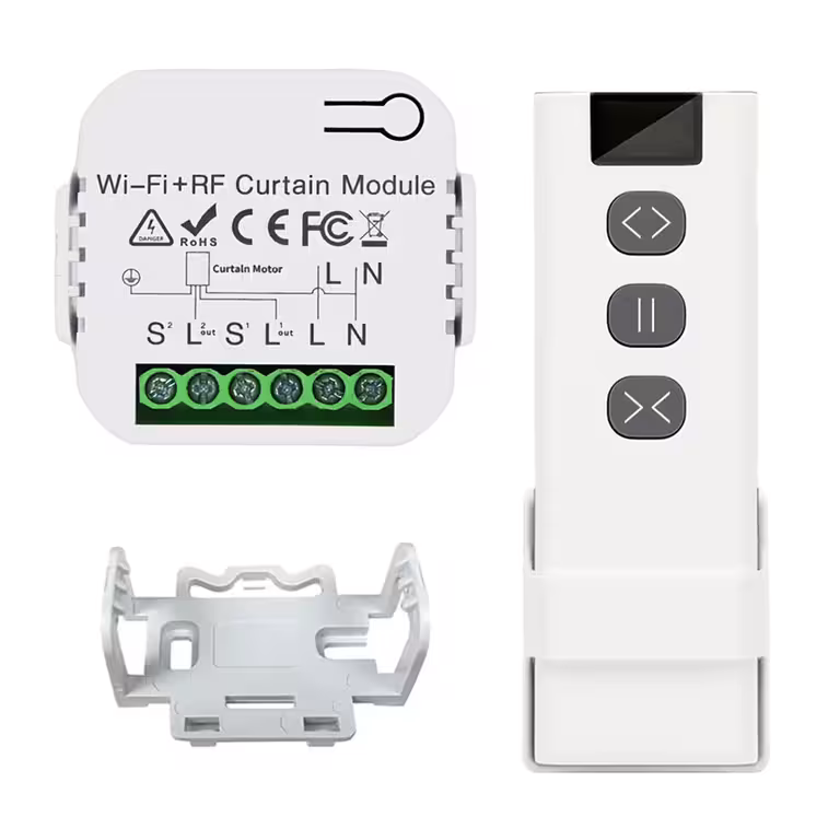 Automatisierungssystem für Rollläden, Jalousien, Vorhänge – WiFi, Tuya, RF-Fernbedienung