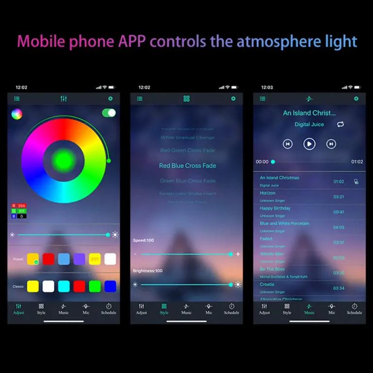 Autolichter synchronisiert mit Musik LEDs am Auto, die im Takt der Musik leuchten