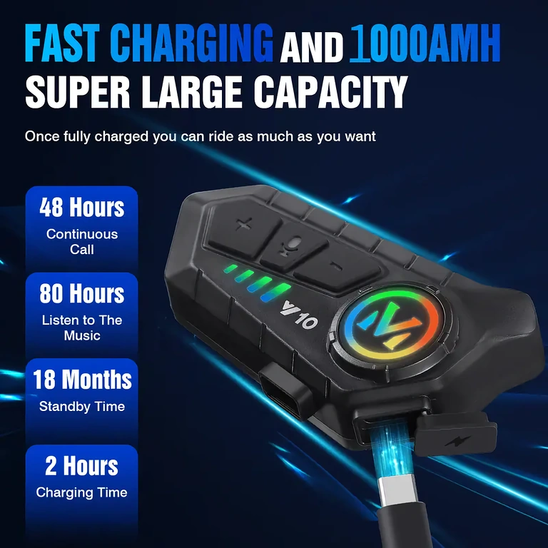 Motorrad-Intercom-System mit bis zu 32 Stunden Laufzeit