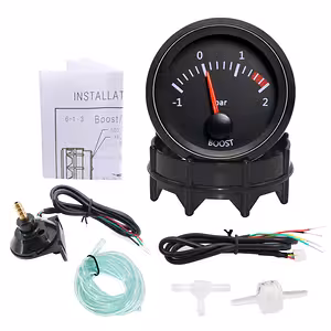 Boost-Druckmesser Turbo 2 Bar – Turbo-Manometer 52mm mit Anzeige und Montagehalterung