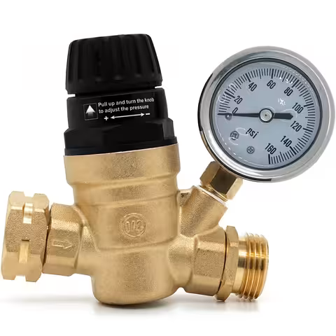 Wasser-Druckregler 3/4″ mit Manometer – Druckbegrenzer für Bewässerung, Hydrophor, Pumpe, Boiler, Wohnwagen