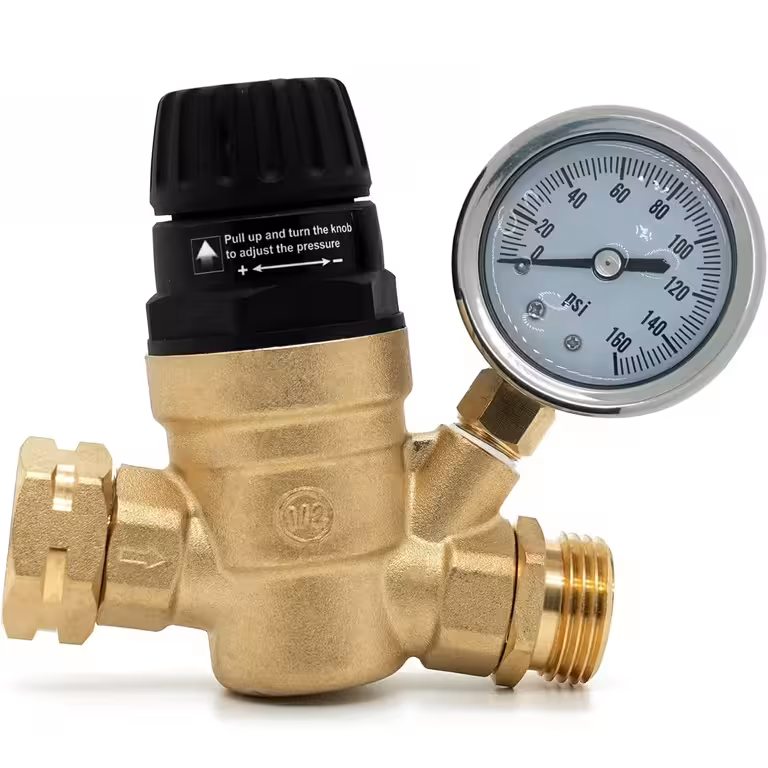 Wasser-Druckregler 3/4″ mit Manometer – Druckbegrenzer für Bewässerung, Hydrophor, Pumpe, Boiler, Wohnwagen