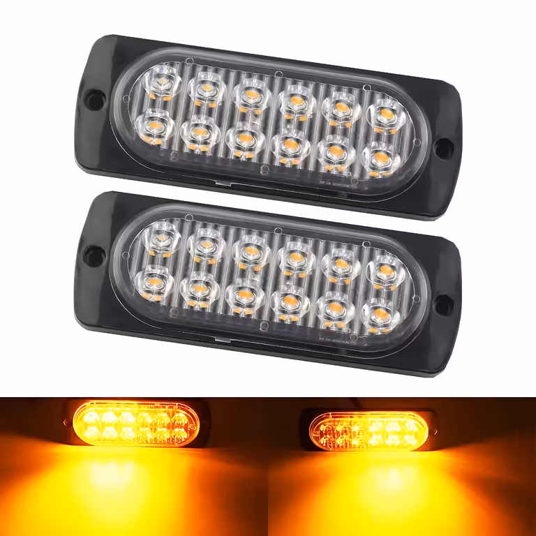 Gelbe LED-Autostroboskope 12V–24V – professionelle Blitzlichter für Kühlergrill, Frontstoßstange, LKW, ATV, Auto
