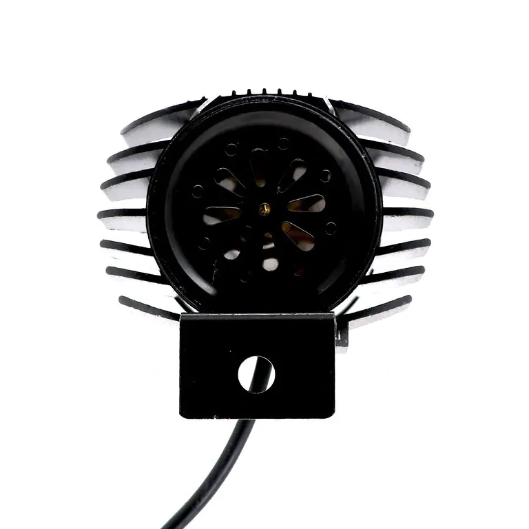 Rückseite des Scheinwerfers mit integriertem Signalhorn Rückansicht des Scheinwerfers mit integriertem elektronischem Horn