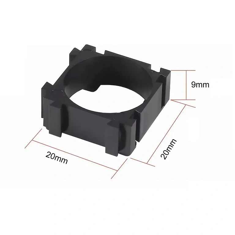 Technisches Diagramm mit Abmessungen der modularen 18650 Batteriezellenhalterung