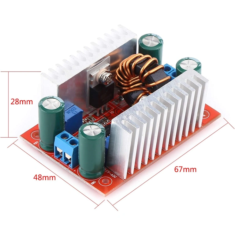 Abmessungen Step-up Boost Modul DC 400W Diagramm mit genauen Abmessungen des Step-up Boost DC 400W Moduls