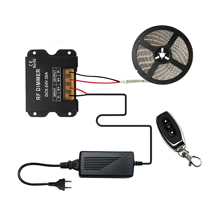 Anschlussdiagramm für LED-Streifen-Dimmer DC 5V 12V 24V 30A