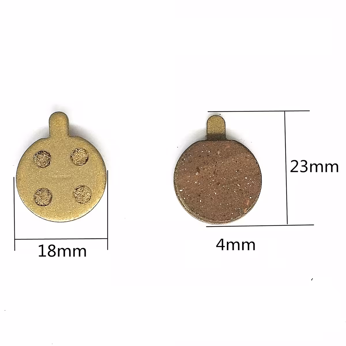 Exakte Maße der Bremsbeläge (18 x 23 x 4 mm)