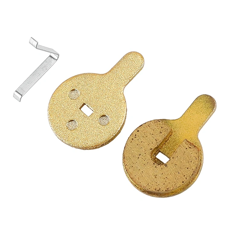 Detailansicht Kupfer-Bremsbeläge Detail der metallischen Bremsbeläge, Material Kupfer