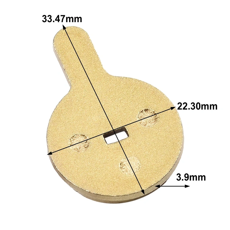 Abmessungen der Bremsbeläge Abmessungen der Bremsbeläge: 33,5 x 22,3 x 3,9 mm