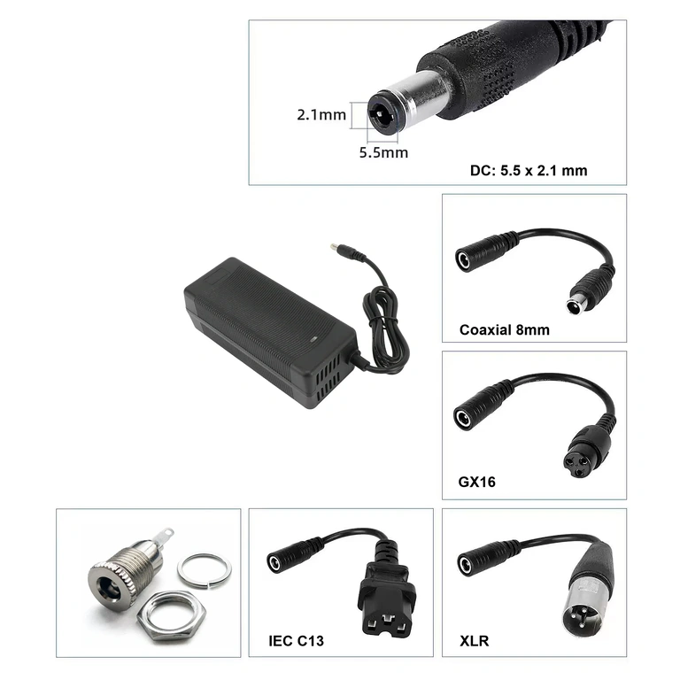 Ladegerät 36V–42V 3A mit DC-Anschluss 5,5×2,1 mm, kompatibel mit Scootern und E-Bikes
