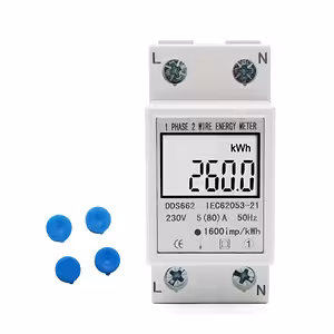 Einphasiger Stromzähler mit digitalem Display zur Energieverbrauchsüberwachung, DIN-Schienenmontage