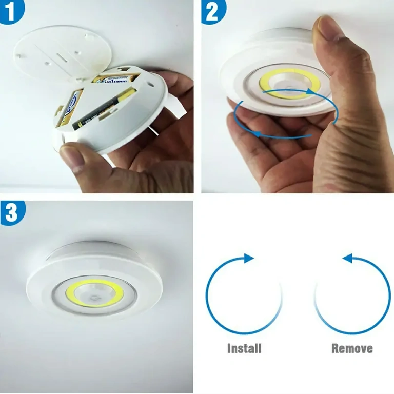 LED-Spots mit selbstklebendem Band zur Befestigung an Wand oder Möbeln