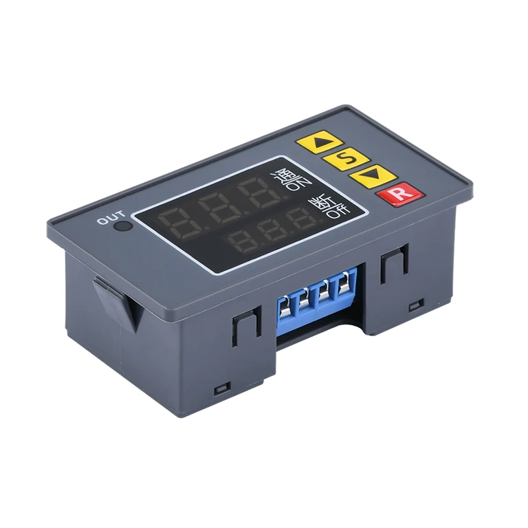 Tasten „S“, „▲“, „▼“ und „R“ zur Einstellung des Zeitrelais