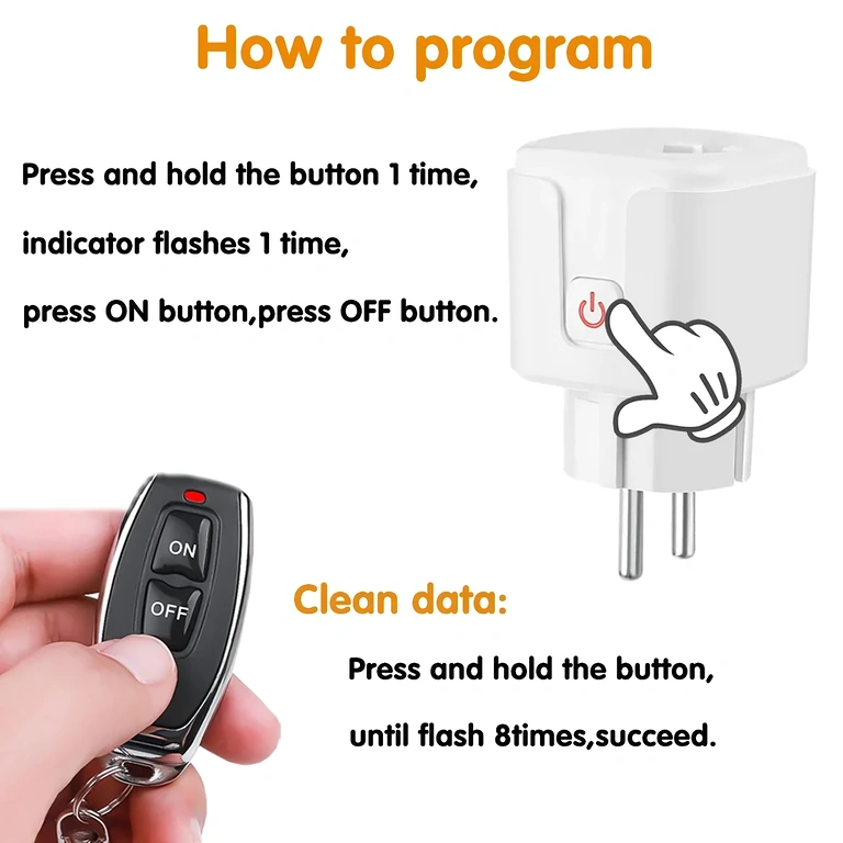 Einfach zu installierende RF433-Steckdose, Plug & Play