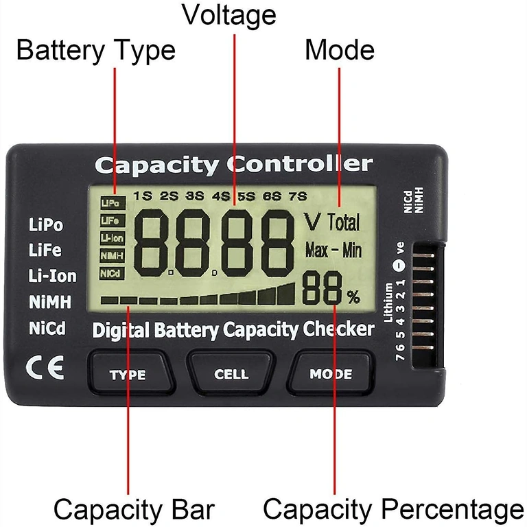 Messung von Kapazität und Spannung von Li-Ion, LiPo, LiFe-Batterien