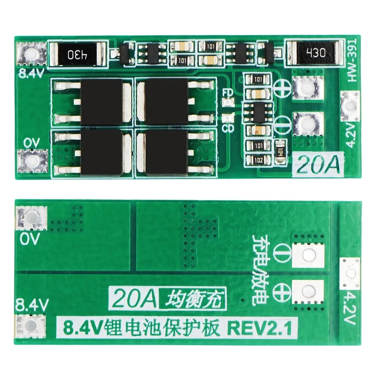 Visuelle Anordnung der beiden BMS 2S 20A Module, ideal zur Präsentation des kompletten Sets