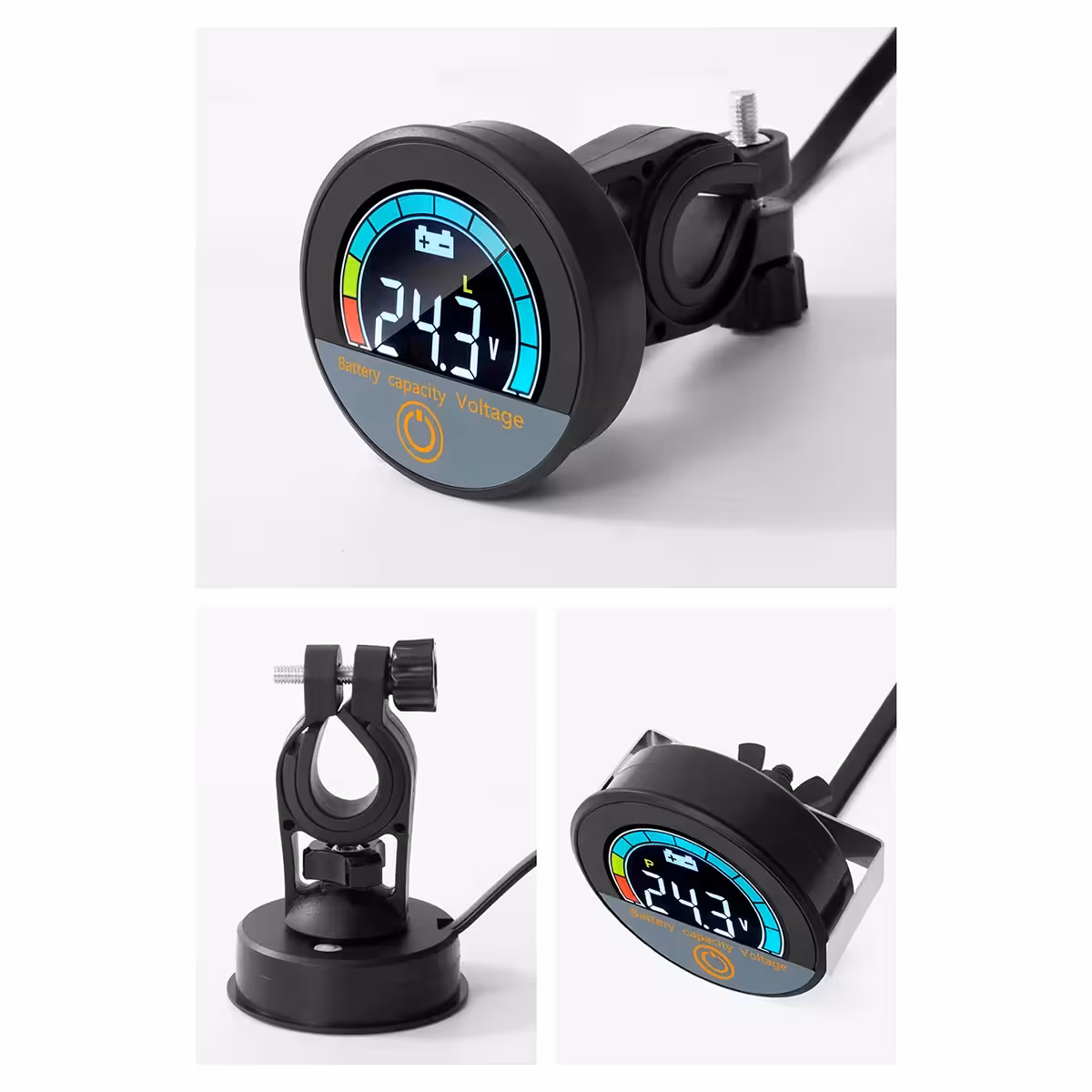 Kompaktes digitales Anzeigemodul mit Voltmeter und Batteriestandsanzeige, Li-Ion und LiFePO4 12V–72V