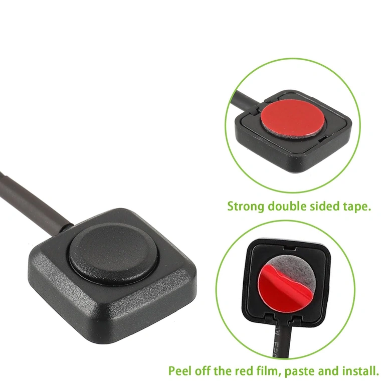 Rückseite des Mini-Tasters mit doppelseitigem Klebeband zur Montage