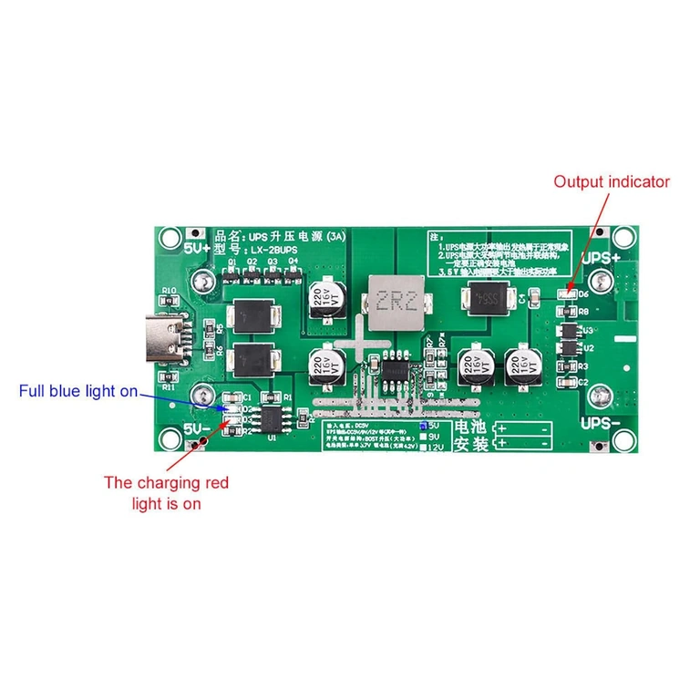 Bicolor-LED Rot/Grün für Batteriestatus und Ladezustand am Mini-UPS-Modul