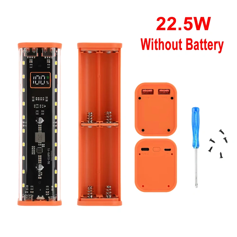 Powerbank-Gehäuse 18650 mit USB- und Type-C-Ports