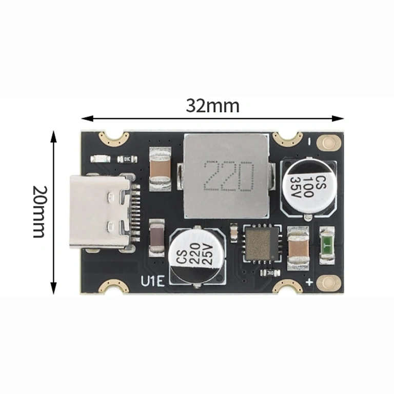 Abmessungen USB-C PD 65W Modul 20x20 mm