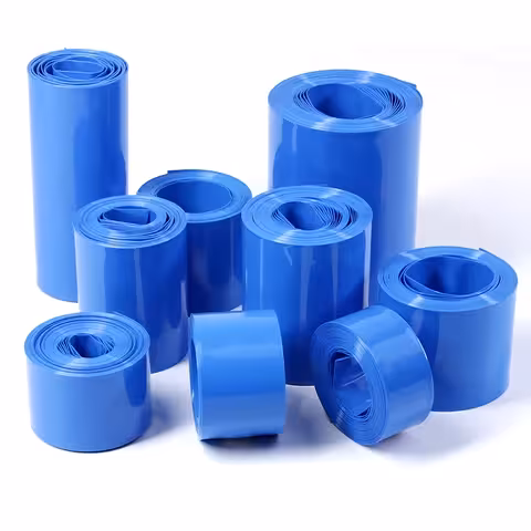 Blauer Cellpack-Schrumpfschlauch für 18650-Akkus, meterweise (1 m), Durchmesser 120 mm, 160 mm und 200 mm