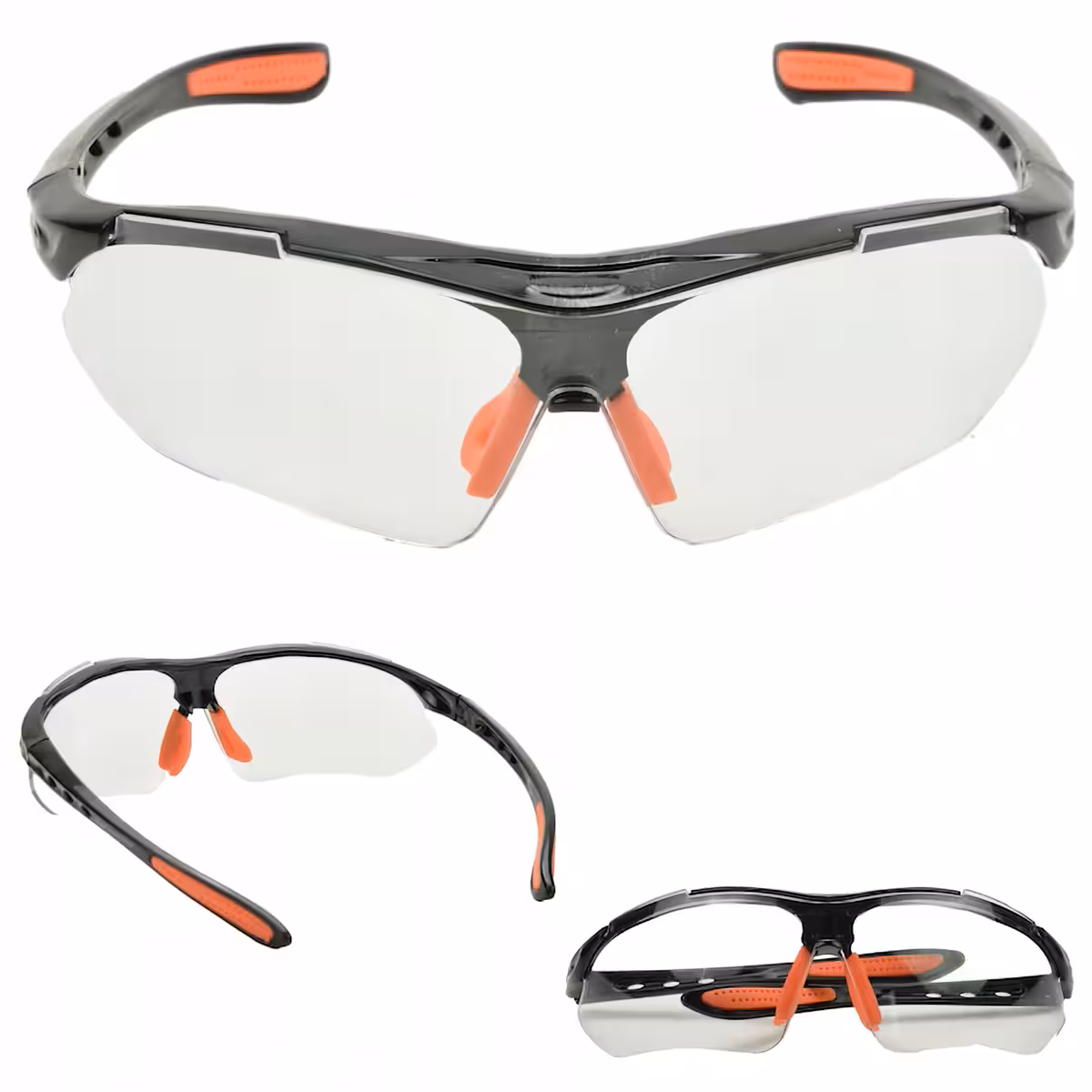 Detailansicht der kratzfesten Polycarbonat-Gläser einer Sportbrille
